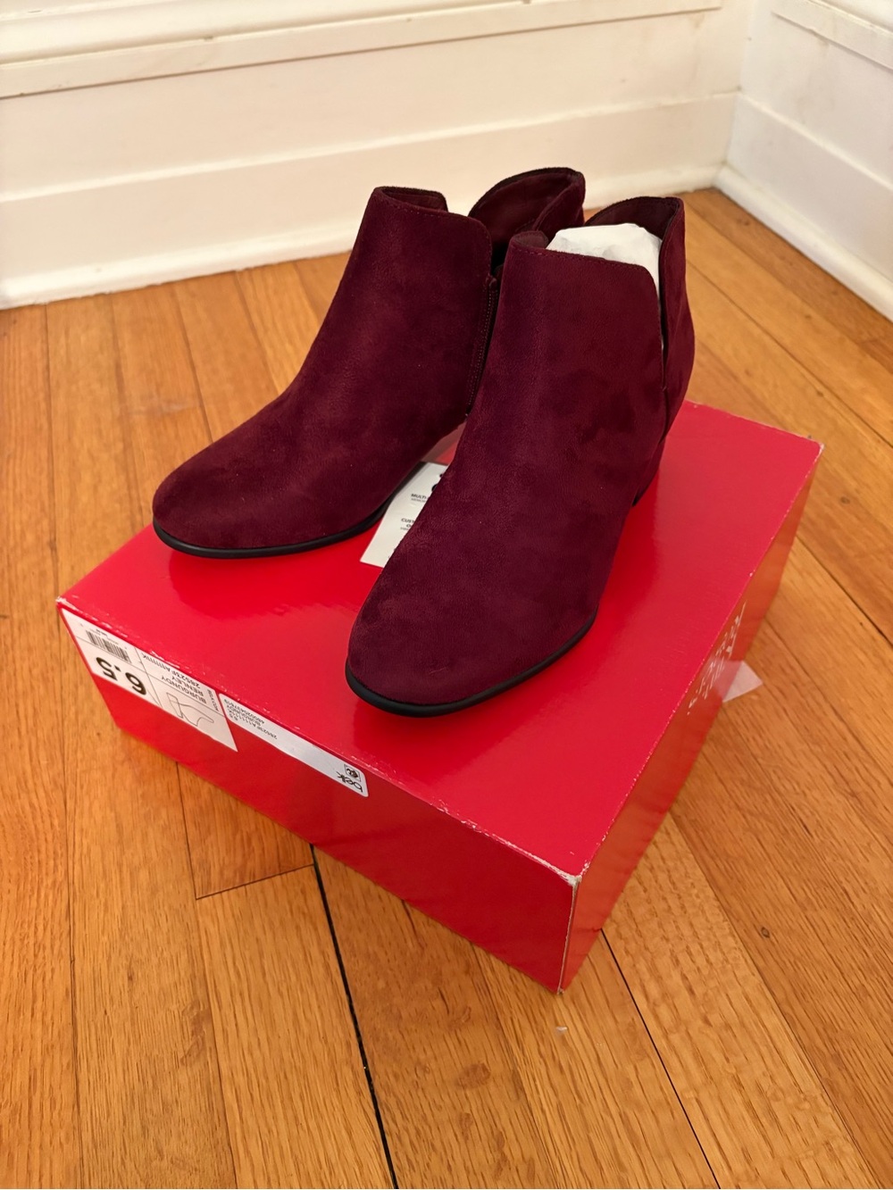 Kim Rogers Renley Wine Suede Ankle Booties